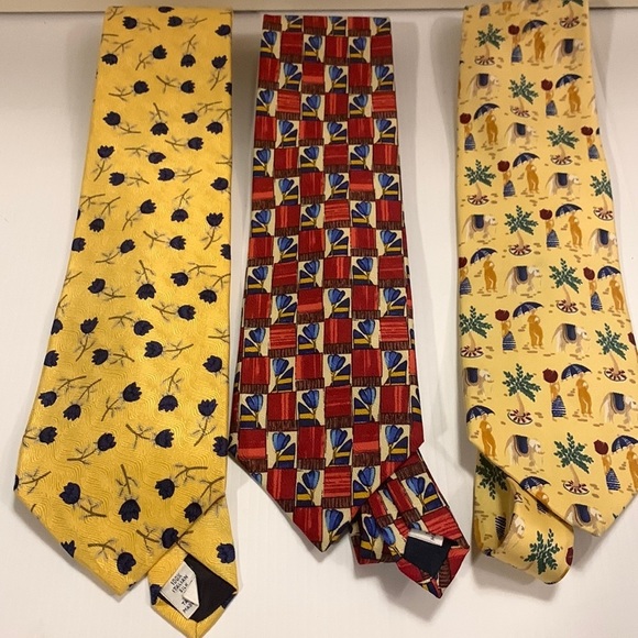 SET Of 3- Paul Fredrick 100% Italian Silk Ties- Hand Tailored - Picture 1 of 16